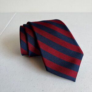 Express Red & Navy Striped Silk Tie - 100% Silk